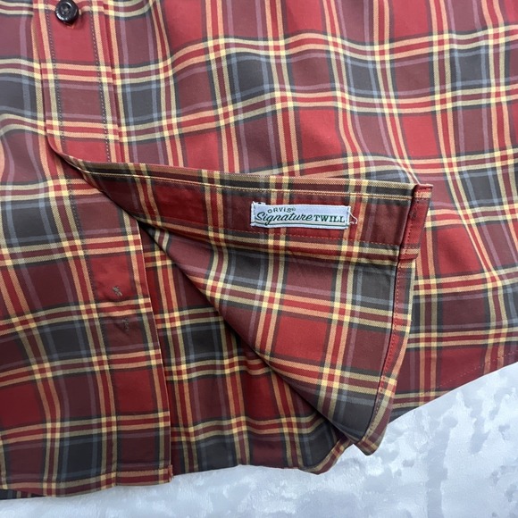 Orvis Button Down Shirt Mens XL Burgundy Plaid Long Sleeve - Picture 6 of 7